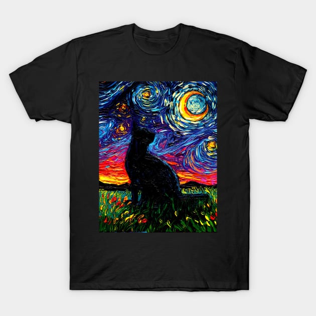 Black Cat Night T-Shirt by sagittariusgallery